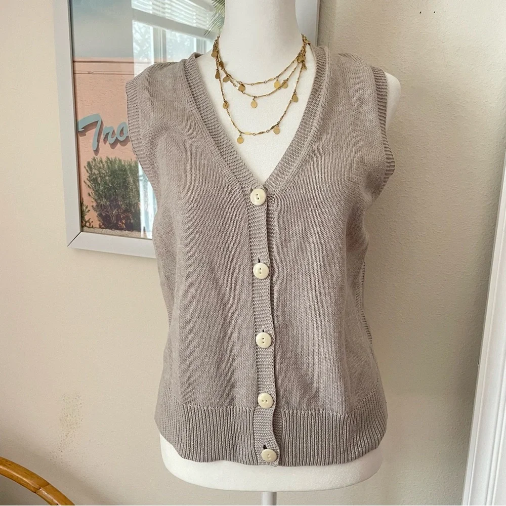 Alex Mill Emilia Sweater Vest Oatmeal Cotton Linen - Picture 5 of 9
